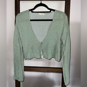 La Hearts Green Polka Dot Top